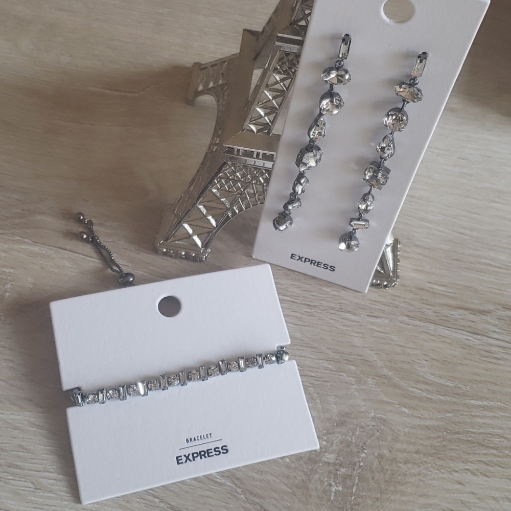 NWT Express Rhinestone bracelet & earrings bundle - Picture 1 of 5
